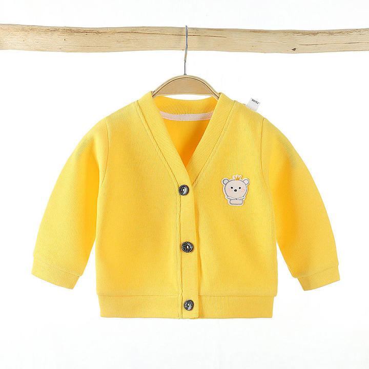 BW06 Newborn Infant Cotton Sweater Knit Long Sleeve Cardigan Casual Top for Boy or Girl V-Neck Autumn Winter Outwear