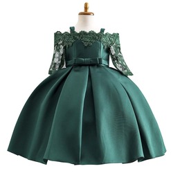 Hot Sale Kid Clothing Girl Princess Dress Kids Shoulder Lace Half Sleeve Ball Gown Flower Girls Dress Patterns
