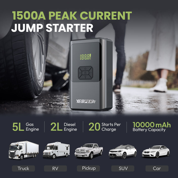 Yesper 383 Model Cheap Price Portable Car Jump Starter with air Pump 4 in 1 Car Battery Booster Tire Flator