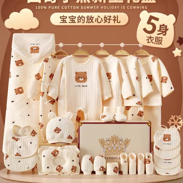Newborn Gift Box Newborn Baby Clothes Autumn Winter Suit Full Month Infant Baby Clothing Sets