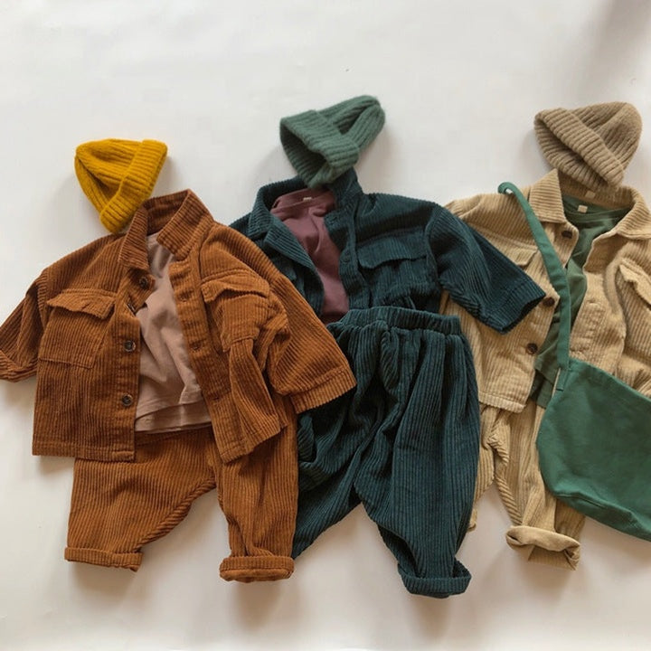 Wholesale Winter Coats Jaket for Kids Custom Logo Outwear Unisex Boys Corduroy Jackets