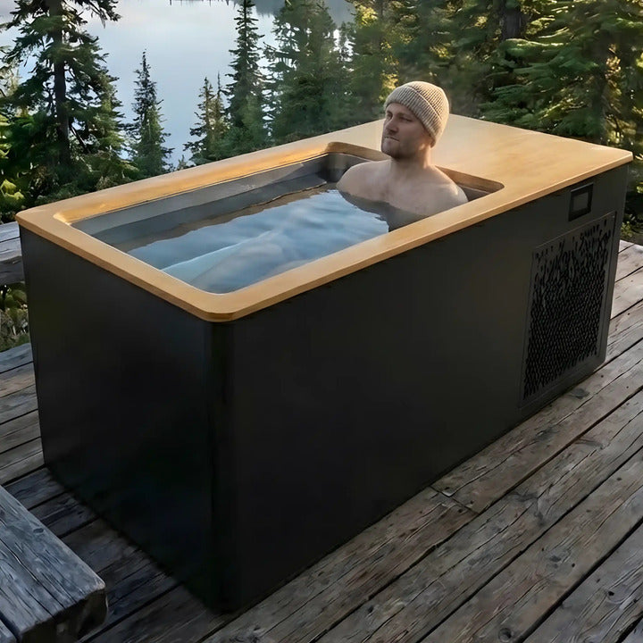 High End All in One Cold Plunge All Weather Use Cedar WIFI APP All Weather Built in Ice Bath Tub With Chiller Ice Plunge