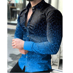 custom silk slim men tee dress shirts casual clothes long sleeve printing shirts for mens fashion shirts