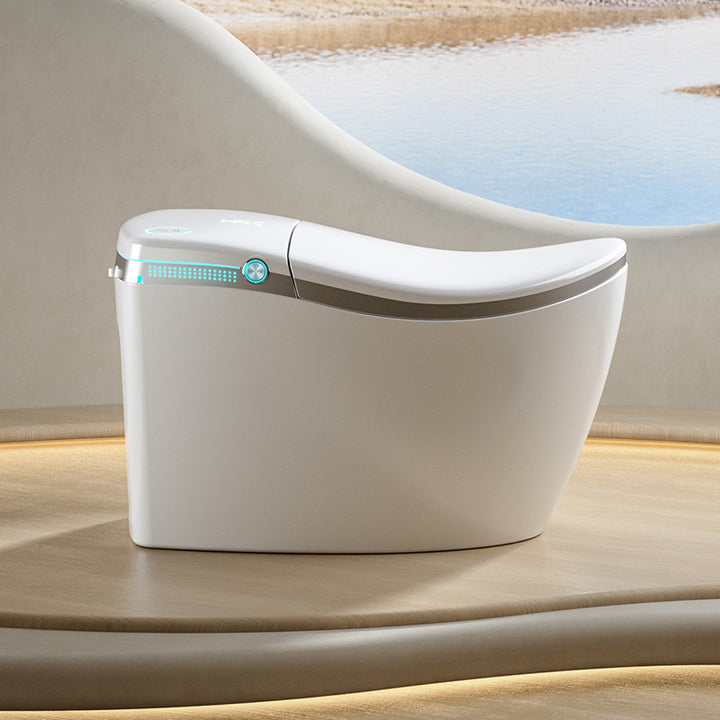 Modern High-End Smart Toilet Remote Control Automatic Intelligence Floor-Mounted for Sanitary Bathroom Drainage Included