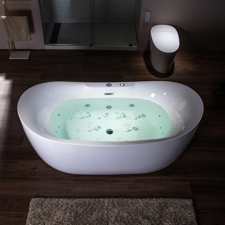 Indoor Lucite Acrylic Hydromassage Bath Tub for Modern Bathroom - Bubble & Jacuzies, Colorful Air Jet, Seamless Freestanding