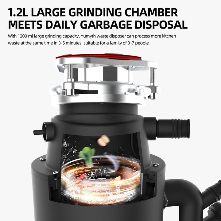 Factory Direct Stainless Steel Electric Sink Food Waste Disposer Wireless Switch Auto Water Inlet Continuous for Household