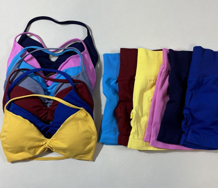 Custom Yoga Set Women's Yoga Top Halter Ribbon High Impact Sports Bra Fo Beach