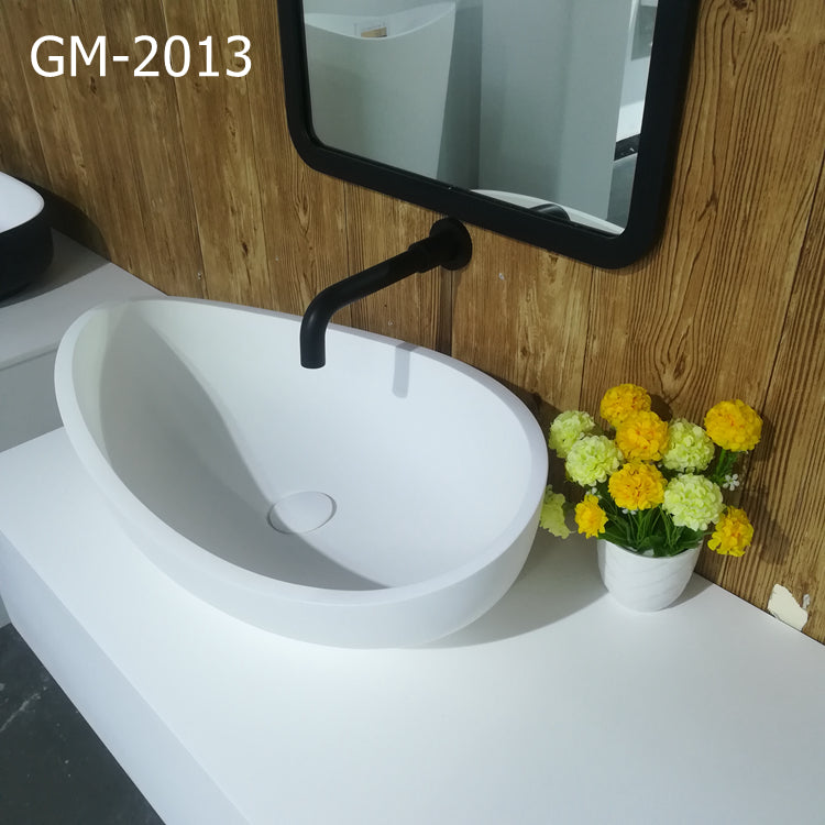 solid surface integrated composite  bathroom sink/ Unique shaped wash basins