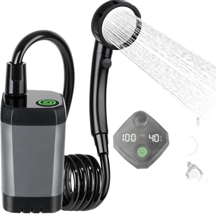 Outdoor Camping Electric Shower Pump Waterproof Portable for Hiking Travel Beach Pet Watering Bathing-20L Capacity