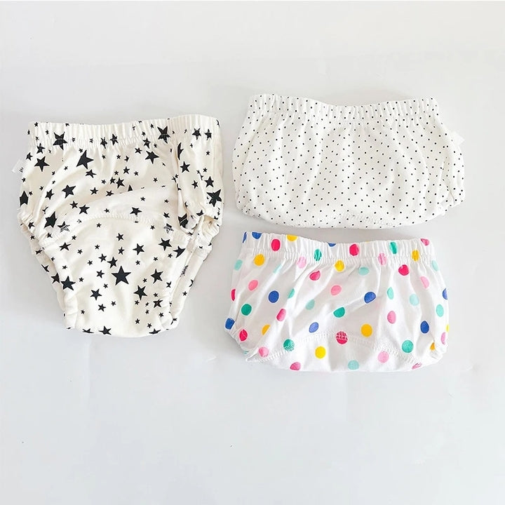 3-Pack Baby Soft Cotton Training Pants Absorbent Potty Training Underwear for Boys Girls Washable Reusable with Printed Design