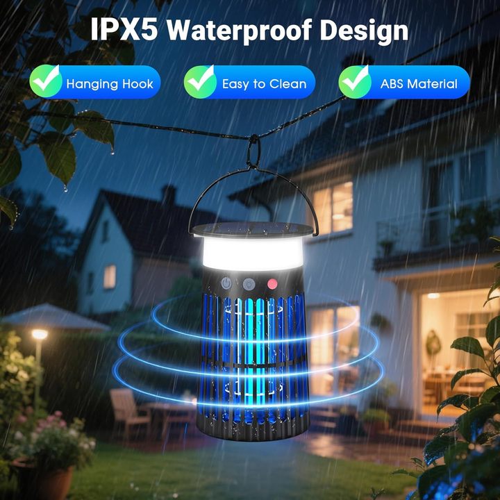 Saijzek New ROHS EPA CE Outdoor Indoor Rechargeable Mosquito Insect Bug Zapper Lantern Bug Light Zapper Solar Bug Zapper