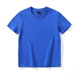 High Quality 200gsm 100% Cotton Children's Short Sleeve Loose T-shirt Boys Girls Solid Color Blank Printable Shirt Custom Logo