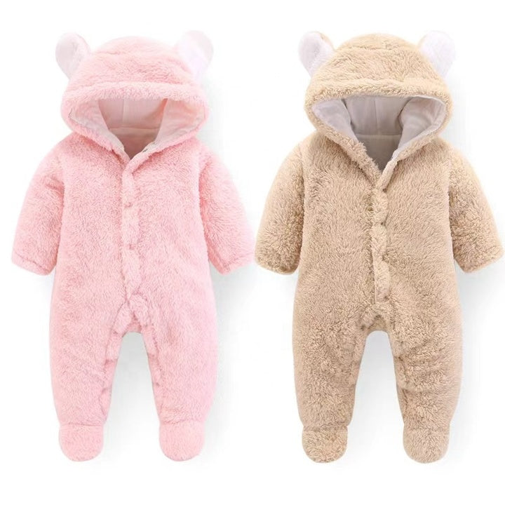 Hot Sale Autumn Winter Clothes 0-2 Years Infant Plush Warm Jumpsuit Long Sleeve Sweatshirt Romper Split Legs Baby Sleeping Bag
