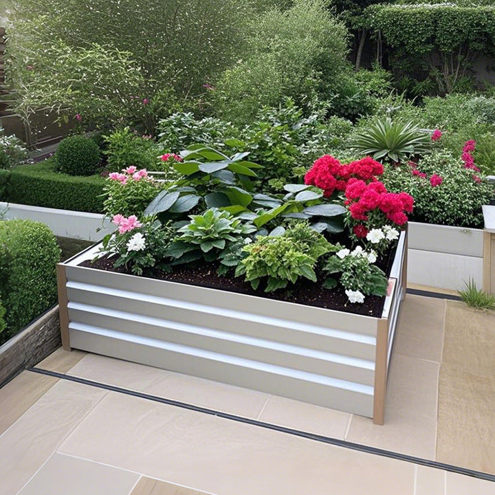 Outdoor Large Metal Vegetable Planter Box Garden Landscaping Steel Raised Flower Box Garden Beds for Planting