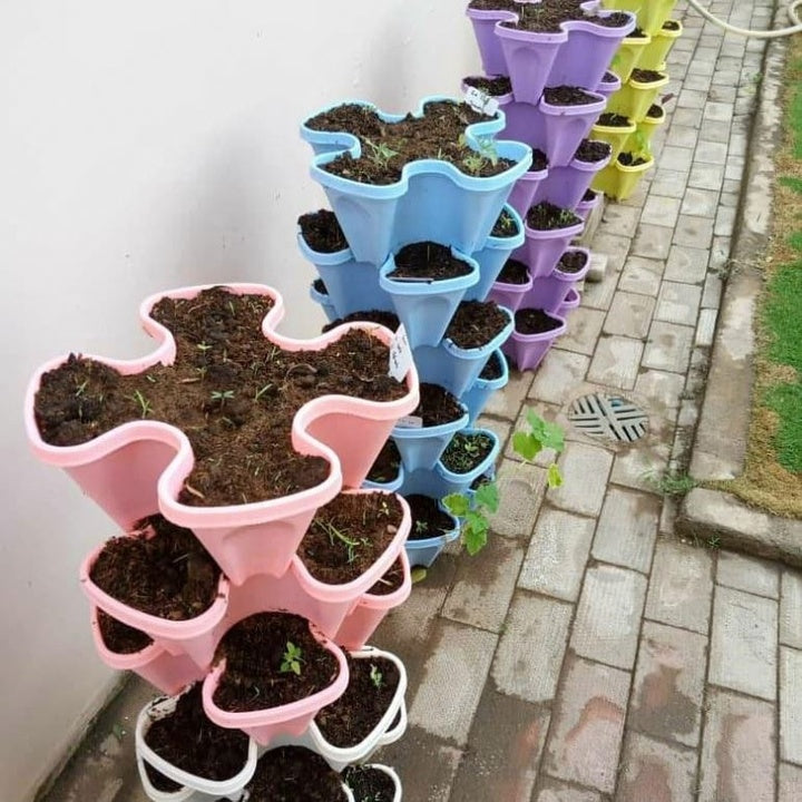 Hydroponic Gardening White Stacking Pots Plastic Containers for Plants