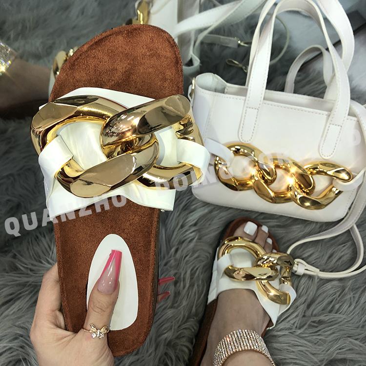 2021 designer women snakeskin jelly chain ladies kids big handbag backpack purse and shoe slide slipper sandals matching bag set