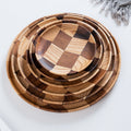 Fancy Design Natural Wooden Food Plates Serving Tray Round Fruit Snack Dessert Dishes Tableware