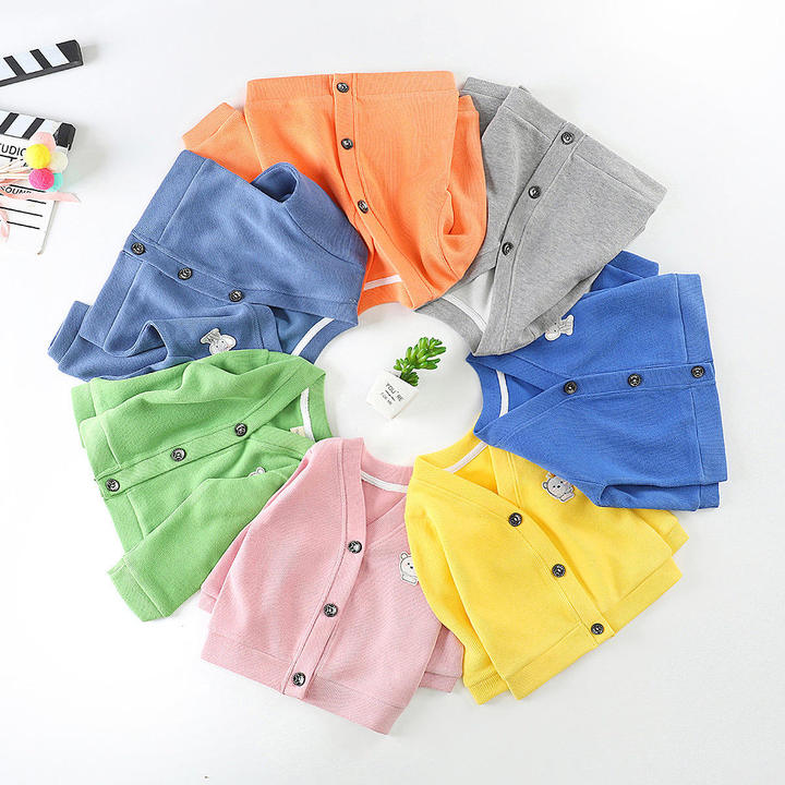 BW06 Newborn Infant Cotton Sweater Knit Long Sleeve Cardigan Casual Top for Boy or Girl V-Neck Autumn Winter Outwear
