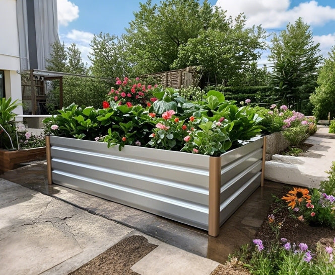 Outdoor Large Metal Vegetable Planter Box Garden Landscaping Steel Raised Flower Box Garden Beds for Planting