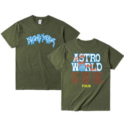 Custom graphic t shirt men vintage hiphop cotton streetwear Oversized tee tops cactus jack lightning Brown