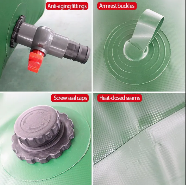 1000L 5000L 8000L 10000L Waterproof Flexible Portable PVC Tarps Tarpaulin Water Storage Bladder Tank for Agriculture Irrigation