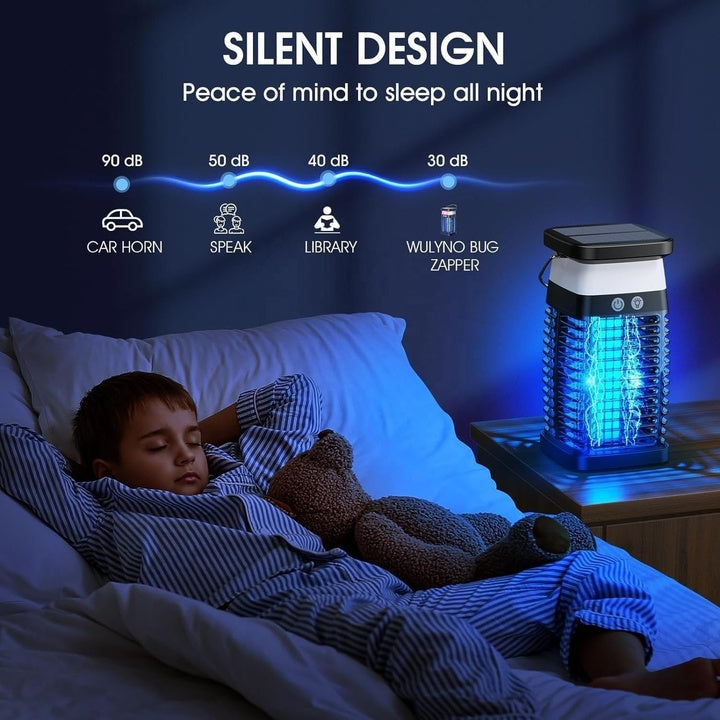 Rechargeable Solar-Powered Bug Zapper New Indoor Outdoor Waterproof IP44 Plastic Mosquito-Killing Lighting Fly Pest Function