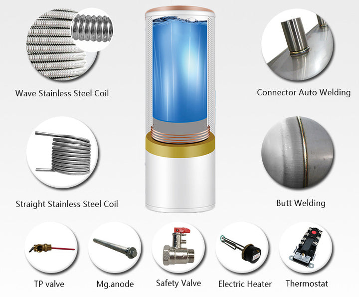 HANDA New Design Air Source Solar Water Heating Pump Stainless Steel Outdoor Heat Pump for Swimming Pool & Hotel New Solar Tank