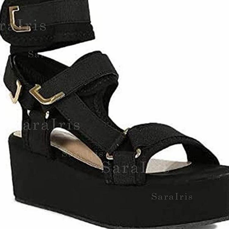 ins hot sale thick sole wedge design high heel sandals wholesale ladies shoes women heels