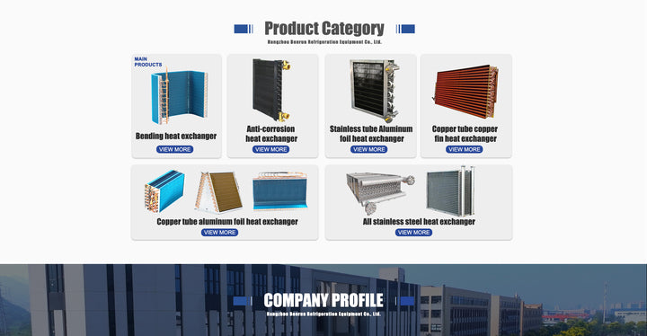 Copper Tube Copper Fin Heat Exchanger Air Conditioners and Cold Storage Refrigeration System