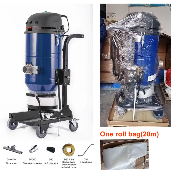 Merrock Electric Single-Phase 3600W 220V Manual Industrial Vacuum Cleaner Back-blowing Dust Cleaning for Floor Grinding Machines