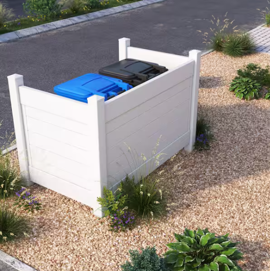 Vinyl Garbage Shelter, PVC Trash Can Enclosure, Vinyl Fencing Solutions for YourOutdoor Space , Outdoor Trash Can Storage