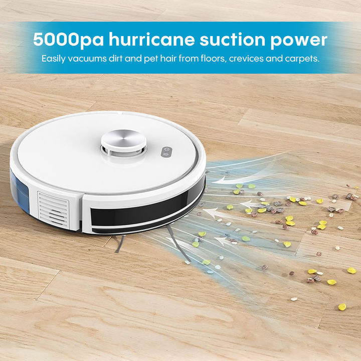 Bagotte Self-emptying Robot Vacuum Cleaner 5000Pa Electric Wet & Dry Household Hotel Use App-Controlled Automatic Dirt Disposal