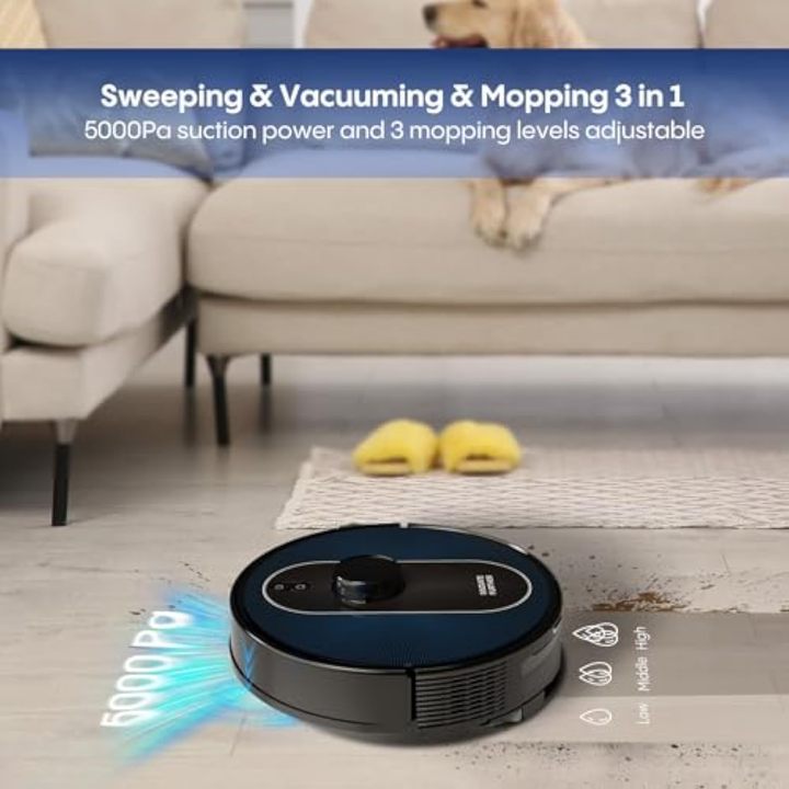 S6 Pro APP Robot Vacuum Cleaner Mop 5000Pa 360 LiDAR 3L Dust Station Self-Emptying Feature for Pet Hair Hard Floors