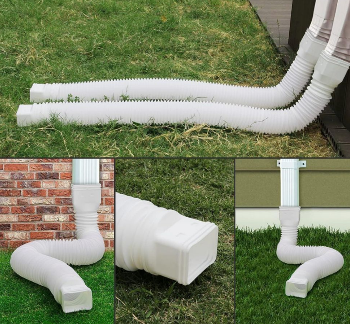 2 Pack PE Rain Gutter Downspout Extensions Durable Drain Extension with Connector