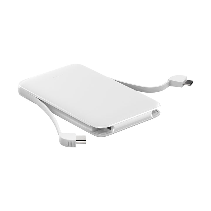 New Super slim mini portable Power bank 5000mah with built-in micro USB cable and type c cable Battery pack