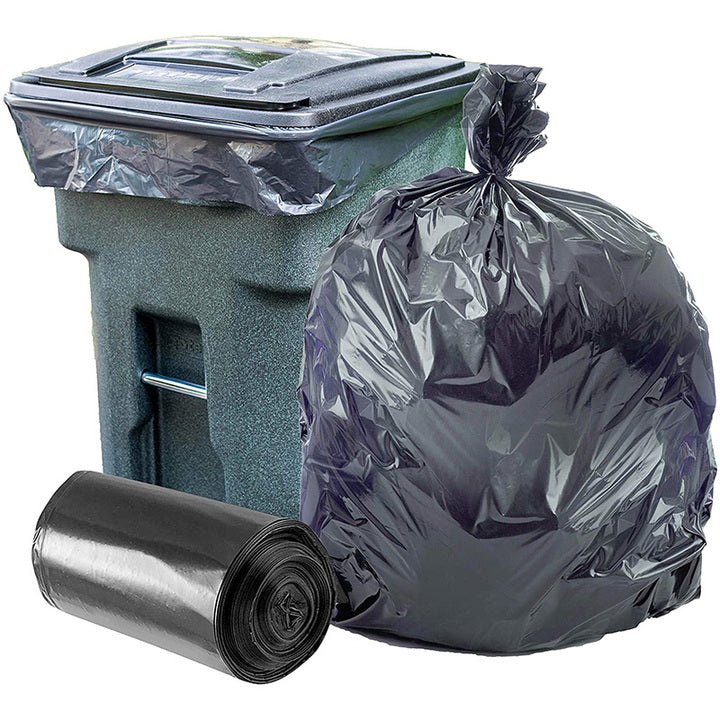 Disposable Recycled Pe Poly Big Heavy Duty Garden 30 40 Micron Black Hdpe Plastic Bin Liner Rubbish Refuse Garbage Trash Bags