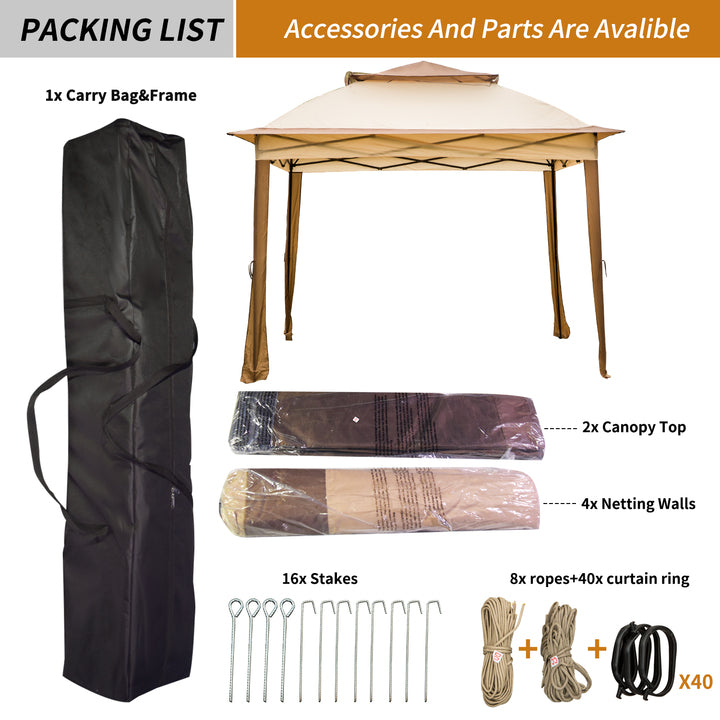 Outdoor Patio 11'x11' Gazebos Sun Shelter, Metal Frame with Fabric Top, Garden Gazebo Tent