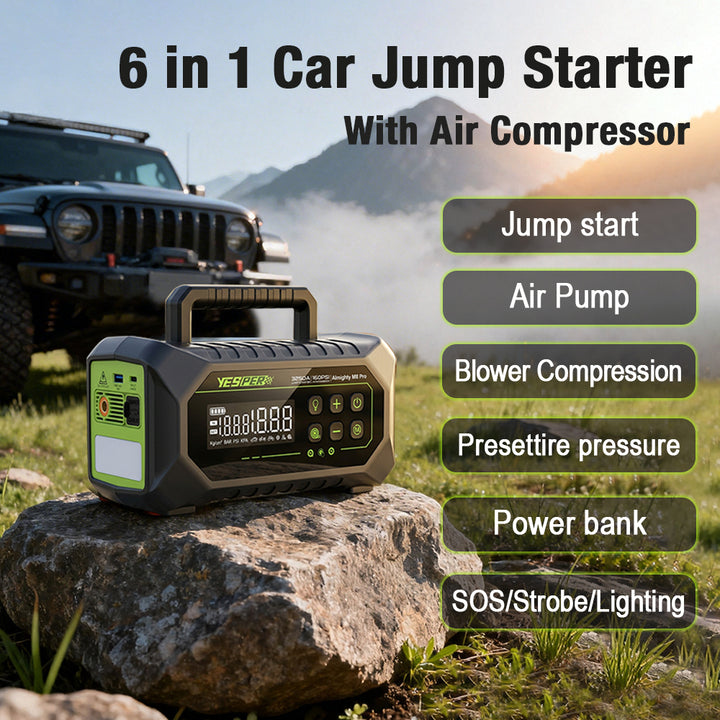 Yesper M8 Pro All in One Car Jump Starter 12V 24000mAh 160 PSI Air Inflate Jump Pack