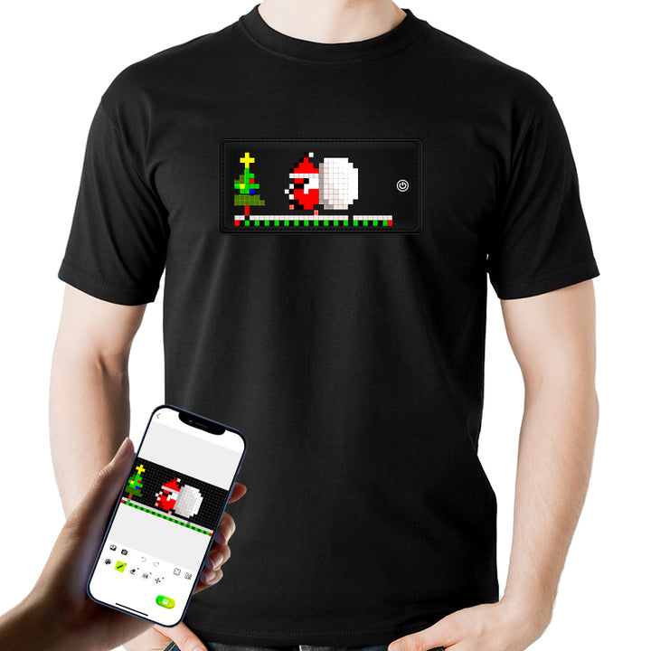 Programmable LED T-Shirt Flashing Display Custom Text Adults Black Fashionable Glowing Clothing Rave Party DJ Light Up T-Shirts