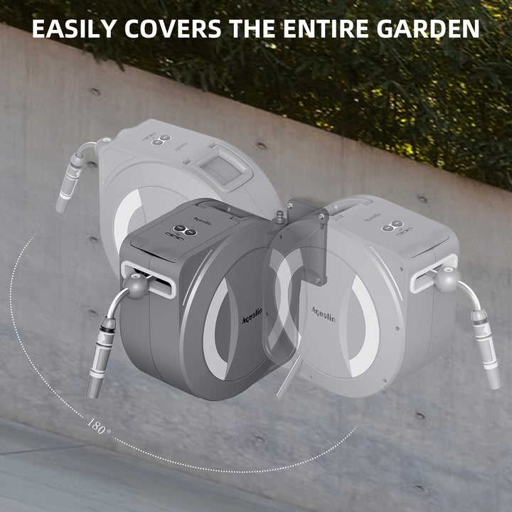 Portable Adjustable Flexible Wall Mount Retractable Hose Reel 30m Auto Rewind PVC Garden Hose 1 Inch Fitting 150 psi Max