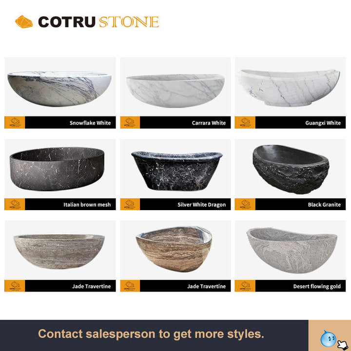 Cotrustone Customized Modern square Shape Stone Bathtub Travertine Bathtub Natural Stone Tub