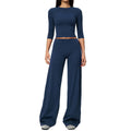 High-End Yoga Outfit Set Women High-Waisted Relaxed Fit Turned-Over Sweat-Wicking 2-Piece Spandex/Nylon Workout