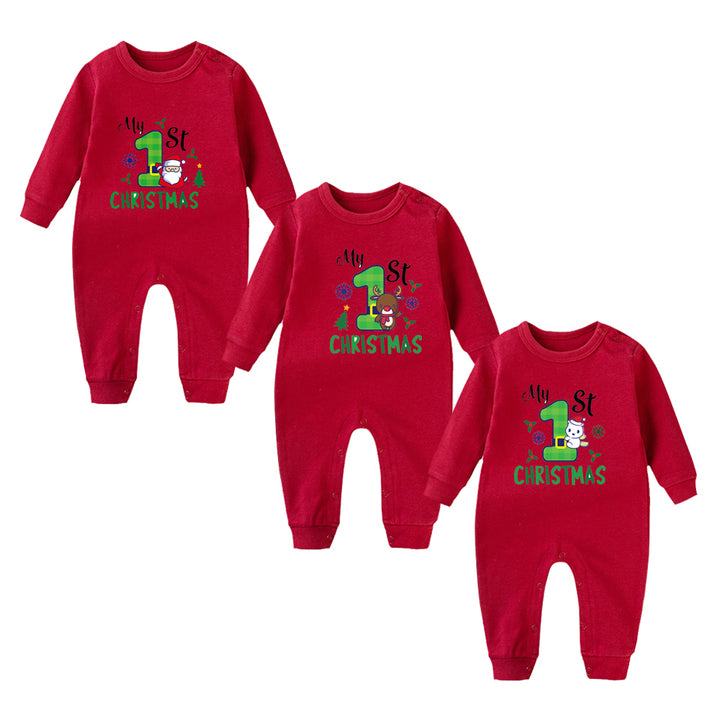 Custom High Quality Baby Bodysuit Cotton Fabric Long Sleeve Rompers Baby Clothes for My First Christmas Baby Clothes