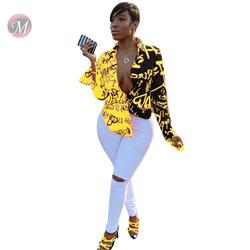 yh sg92118 hot sale multicolor graffiti letter print shirt fashion clothing woman blouses and tops