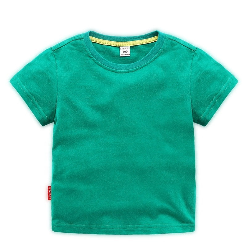 JL0517A Wholesale High Quality Boys T-Shirts 100%Cotton Plain T Shirt Kids Custom LOGO White  T Shirts For Children