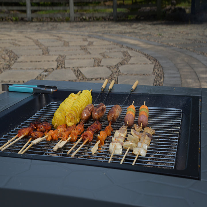 Wood Burning Cast Iron Stove With Oven Camp Out Charcoal Grills in Backyard