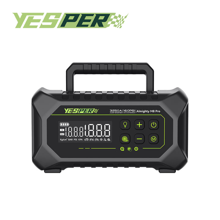 Yesper M8 Pro All in One Car Jump Starter 12V 24000mAh 160 PSI Air Inflate Jump Pack
