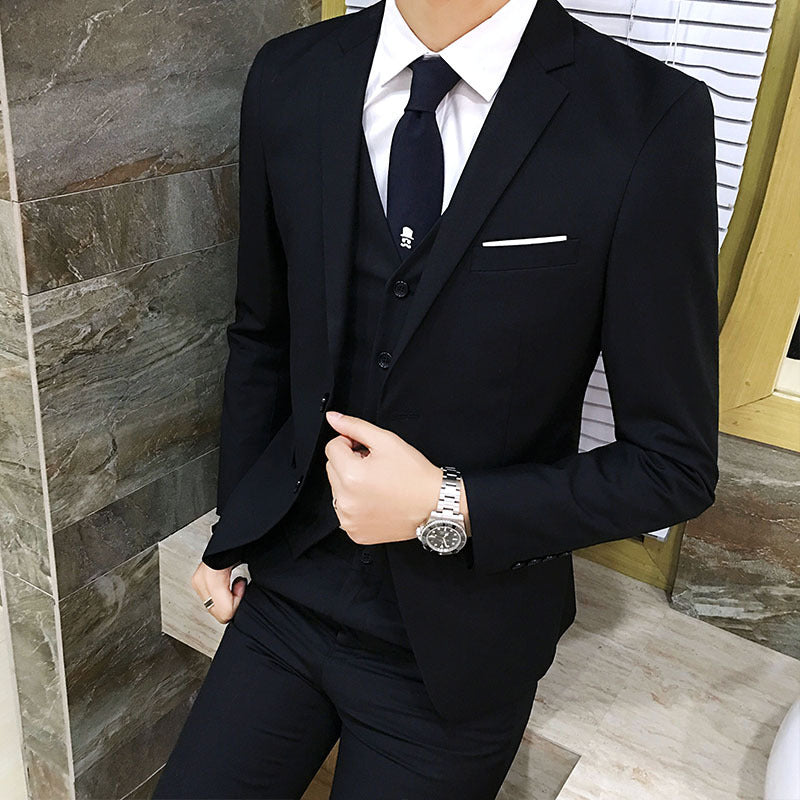 Men's casual suit Male groom coat men's suit men's suit three - piece setMen's evening dress