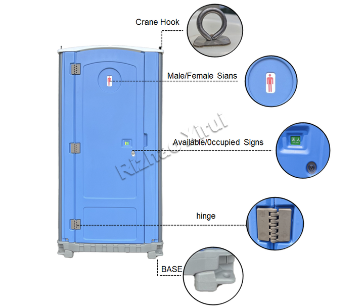 Mobile HDPE Composting Portable Toilets Prefabricated Cabin WCs for Construction Movable Chemical Toilets for Sale