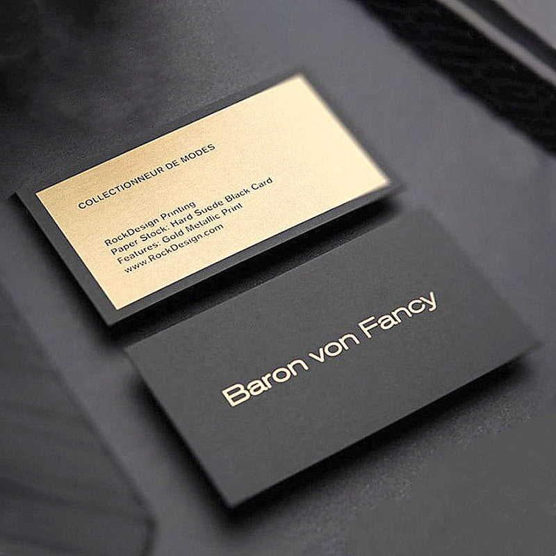 FSC GMI Wholesale special paper thick black greeting card custom design printing hot gold silver embossed bump business card